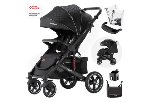 Daliya® Kinder-Buggy RAPIDY - Kompakter Sportwagen im XXL Set - Kinderbuggy mit Liegeposition, 10-teiligem Zubehör und platzsparendem 1-Falt-Klicksystem für einfachen Transport. Ideal für Eltern und kleine Entdecker!