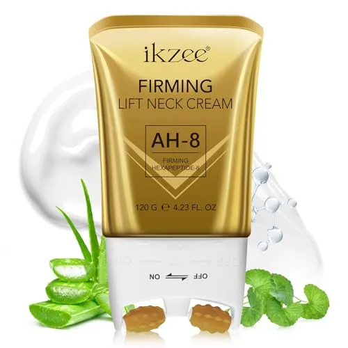 P-Beauty straffende Halscreme mit Massage - AH-8 Neck Lift Creme Roller für Anti Aging mit Hexapeptid-8 - Massage-Roller Gesicht, Feuchtigkeitsspendend & Pflegend für Hals & Dekolleté (1x 120g)