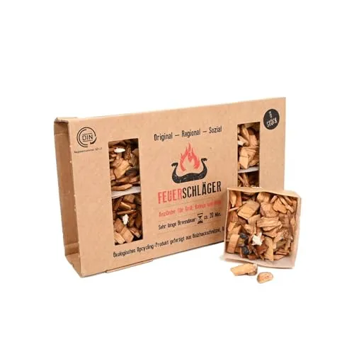 Roxus Feuerschläger Premium Öko Anzündhilfe für Grill I Kamin I Ofen I Feuerschale I Brenndauer ca 20 Minuten I aus natürlichen Materialien I Made in Germany - 6er Travel Box