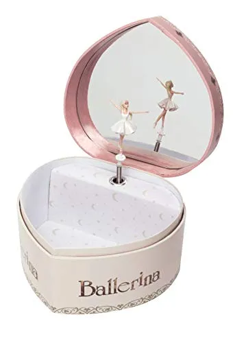 TROUSSELIER - Musikspieluhr Herz, Ballerina, nachtleuchtend - Spieluhr für Kinderzimmer mit nachtleuchtender Ballerina, die beim Kurbeln zum Leben erwacht. Ideal zur Förderung der Liebe zur Musik und als zeitlose Dekoration ab der Geburt.