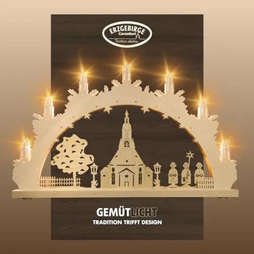 weigla Schwibbogen original Erzgebirge LED Lichterbogen in braun von Weigla