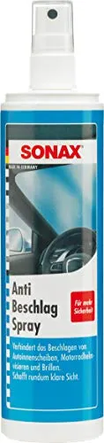 SONAX 355041 Anti-Beschlag Spray, 300ml - Autopflege & Motorradpflege – Klare Sicht bei Scheiben und Visieren, weniger Beschlagen für sicheres Fahren, angenehmer Zitronen-Geruch und einfache Anwendung mit Pumpzerstäuber.