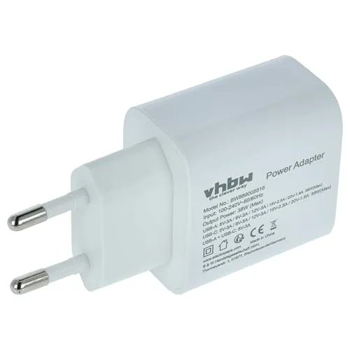 vhbw Universal Netzteil/Ladegerät für Elektrogeräte - USB-C + USB-A Netzadapter 5/9 / 12/15 / 20V 38W