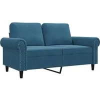 vidaXL 2-Sitzer-Sofa Blau 120 cm aus Samt - Sofa in modernem Design, ideal zum Entspannen oder Plaudern. Aus weichem Samt für höchsten Komfort und mit robustem Metallgestell für Stabilität.