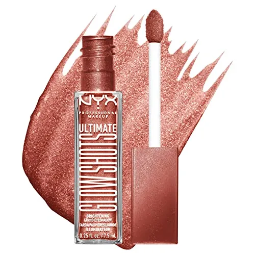 NYX Professional Makeup Flüssiger Lidschatten, 12 Stunden haltbar, Nicht flockend & kein Fallout, Mit Vitamin C, Ultimate Glow Shots, Mango Moment