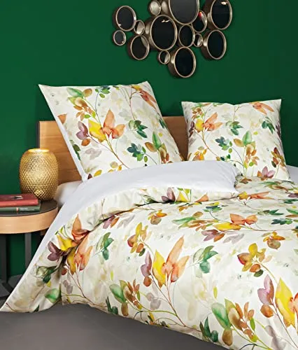 Janine Mako-Satin-Bettwäsche modern Art 135x200 + 80x80 cm herbstlaub