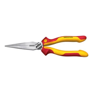 Flachrundzange Industrial electric 200 mm - VDE-geprüft - Zangen für präzises Greifen und Schneiden von Drähten bis 1.000 V AC, extra lange Schneide und induktiv gehärtete Klingen aus hochwertigem C 70 Werkzeugstahl.