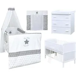 Baby-Delux Babyzimmer Set – Babybett & Wickelkommode in Weiß/Grau