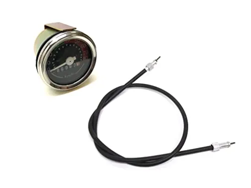 48mm Tacho bis 80 km/h + 900mm Tachowelle Set passend für Kreidler Florett RS RMC Flory, Puch Maxi, Zündapp C GTS KS, Simson KR51 Star Sperber Schwalbe – M10 Gewinde, VDO Qualität