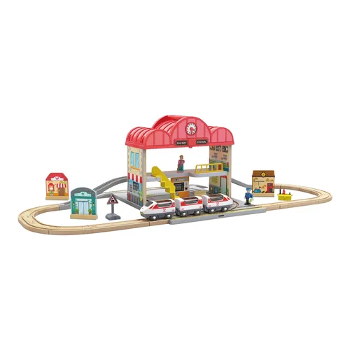 Hape Spielzeugeisenbahn-Gebäude Tragbares Bahnhof-Set