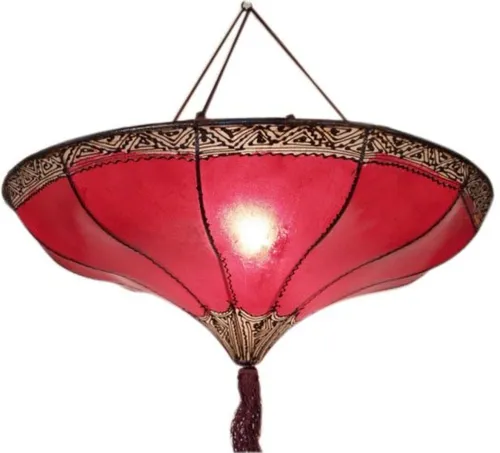 Henna Leder Deckenlampe in rot von Guru-Shop