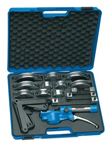 Gedore Blau 245611 Handrohrbieger-Satz hydraulisch 11-teilig - Rohrbearbeitungswerkzeuge, vielseitiger Satz zum präzisen Biegen von Rohren, ideal für Profis und Heimwerker
