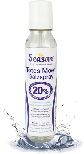 SEASAN Totes Meersalz Spray 12 x 150ml - Haarspray zur Linderung von Psoriasis und Juckreiz. Die 20%ige Totes Meersalz Lösung wirkt feuchtigkeitsspendend und beruhigend auf trockene Haut. Ideal für unterwegs und dermatologisch getestet.