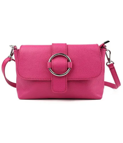 ITALYSHOP24 Schultertasche - Damen Leder Umhängetasche in Pink - Umhängetaschen mit verstellbarem Umhängegurt, ideal für Freizeit und Abend, bietet geräumiges Hauptfach und praktische Fächer für Smartphone und Kleinigkeiten.
