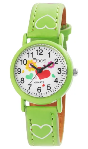 Kinder Armbanduhr Mädchen Uhr Girl Analog Quarz Watch Kunstlederband Grün QBOS