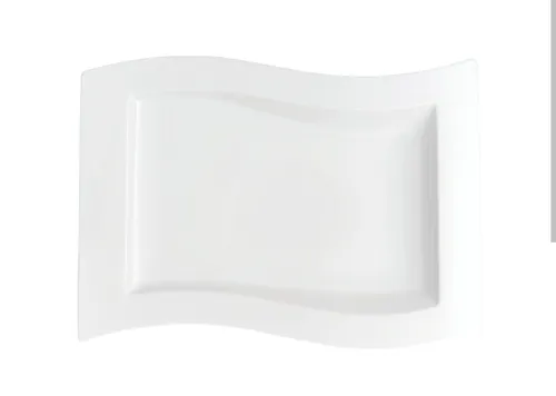 Villeroy & Boch New Wave Flacher Teller - Rechteckiger Speiseteller aus hochwertigem Porzellan, ideal für den täglichen Gebrauch und spülmaschinengeeignet. Zeitloses Design für jede Einrichtung, Lieferumfang 4 Stück.