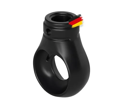 BAUHELD® Markisenöse Kunststoff [Made in Germany] - Halterung für Markisen-Kurbel mit Kugel-Haken [Rund] - Kurbel-Öse in Schwarz - RAL9005 - Bohrung 12mm - Querbohrung 4,1mm - Höhe 52,5mm
