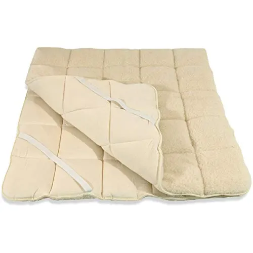 Meivita - Dickes Merino Schafschurwolle Unterbett in 180x200 cm mit 2800 g Füllung Plus bauschiger Lammflor Oberseite mit 400 g/m² und Baumwoll - Unterseite mit 4 Eckgummis – Made in Germany