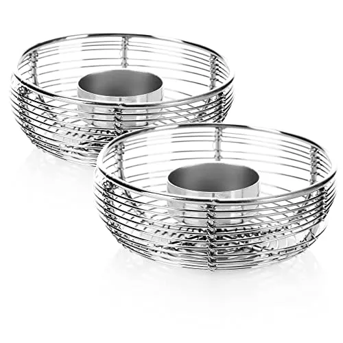 com-four® 2X Teelichthalter aus Metall - dekorativer Teelichthalter in Schalen-Form - Kerzenhalter für EIN gemütliches Ambiente - Dekoration für das Wohnzimmer (silberfarben - 2 Stück)