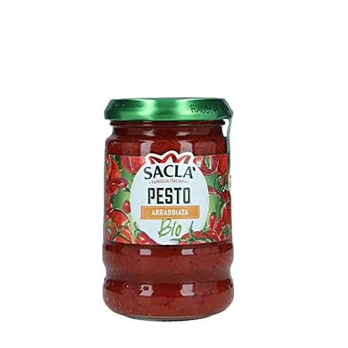 Saclà Bio Pesto Arrabbiata Intense | Bioqualität | Nach traditioneller Art | mit Tomaten und Cayennepfeffer | IT-BIO-014 | 190g