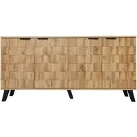 Modernes Sideboard 160x35x78 cm mit 4 Türen und verstellbaren Einlegeböden - Dieses stilvolle Sideboard mit 4 Türen bietet großzügigen Stauraum und eine moderne Holzoptik. Ideal für die Aufbewahrung von Geschirr, Büchern und Dekoration. Verstellbare Einlegeböden ermöglichen individuelle Anpassung.