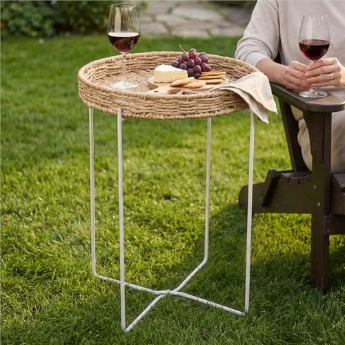 Mai & Mai Beistelltisch rund Ø37×H55 cm, Weiß in weiß von Mai & Mai