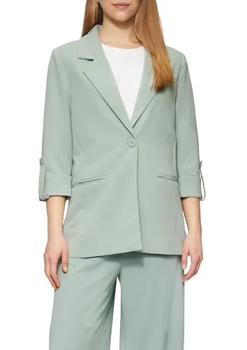 QS Interlock-Blazer salbeigrün 40 - Damen Blazer mit Regular Fit und Reverskragen, aus elastischem Crêpe, ideal für Business und Partys, mit 3/4-Ärmeln und eleganter Paspeltasche.