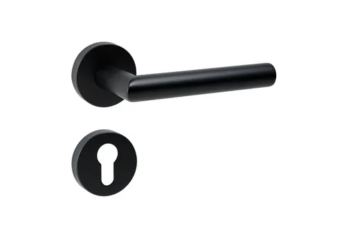 Türbeschläge24 Drückergarnitur New Orleans für Zimmertüren DIN-Norm Türklinke, Drücker (bzw. Knauf) außen, V2A Edelstahl matt, oder Schwarz matt (Elektrophoresebeschichtung)