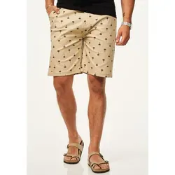SOULSTAR Chinoshorts für Herren mit Palmenmuster & Gürtel im Regular-Fit Kurze Hose Sommer-Shorts Bermuda mit Stretchanteil