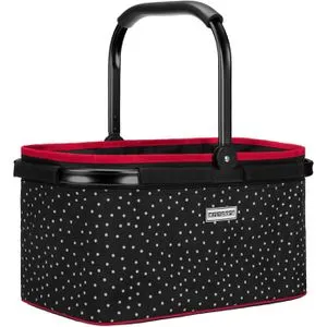 anndora Einkaufskorb TW-13027-230 SNÖVIT, schwarz/weiß - Stabiler Einkaufskorb mit selbststehendem Design und rutschfestem Boden. Ideal für Einkäufe, mit gepolstertem Tragegriff und abnehmbarem, waschbarem Stoff.