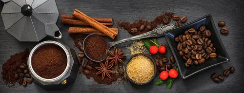 Levandeo® Wandbild, Wandbild 80x30cm Aluminium Dibond Kaffee Gewürze Küche Deko