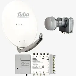 Fuba Sat Anlage 8 Teilnehmer | DAA 780 W Satellitenschüssel 80cm Alu weiß - Komplette SAT-Antenne für 8 Teilnehmer mit hervorragendem Signalgewinn von bis zu 38,5 dB, ideal für HD- und UHD-Empfang sowie PayTV.