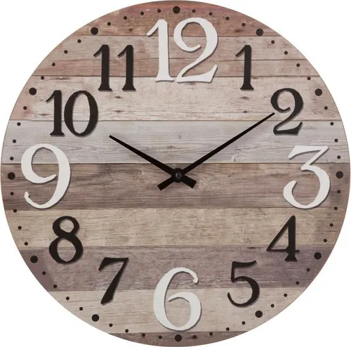 Atmosphera Wanduhr aus Holz mit römischen Ziffern in braun von Atmosphera