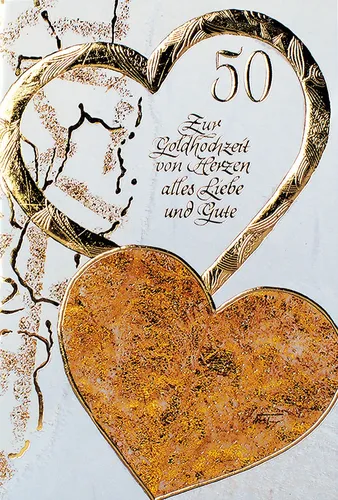 Goldhochzeit Glückwunschkarte 50. Hochzeitstag - Glückwunschkarte im Format 11,5 x 17 cm, perfekt für den besonderen Anlass der Goldhochzeit und um herzliche Wünsche zu übermitteln.