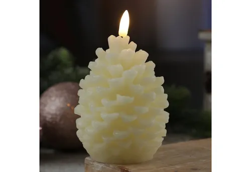 MARELIDA LED-Kerze Tannenzapfen Echtwachs Zapfenform Weihnachtsdeko H: 13cm Timer creme (1-tlg)