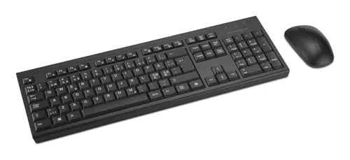Rexel Kensington KM270 EQ Set kabellose Tastatur und leise Maus für PC, 2,4 GHz & BT 5.0, spritzwassergeschützt, AZERTY ISO – Schwarz K75560FR