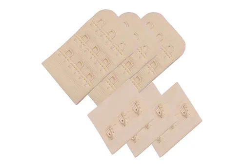 maDDma BH-Träger-Clips 3 Paar BH-Verschluss 40 mm 3 Reihen Dessous Kurzwaren Farbwahl, beige