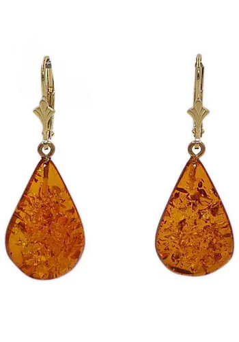 Firetti Paar Ohrhänger aus Silber 925 mit Bernstein Tropfen in braun von Firetti