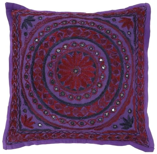 GURU SHOP Kissenhülle, Orient Kissenbezug, Bestickter Dekokissen Bezug - Muster 33, Baumwolle, 40x40x0 cm