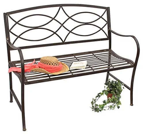 DanDiBo Gartenbank Metall Braun Wetterfest 109 cm 2-Sitzer - Wetterfeste Sitzbank aus hochwertigem Metall, ideal für Garten und Balkon. Perfekt zum Entspannen oder als stilvolle Ablage für Dekoration. Maße: 109 cm breit, 89 cm hoch.
