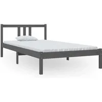 vidaXL Massivholzbett Grau 100x200 cm