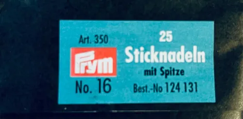 Sticknadeln mit Spitze 25 Stück Nr 16 Prym 1,60 x 55mm 124131 Sticknadel Brief