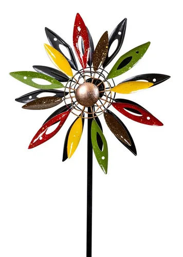 Levandeo® Deko-Windrad – Bunte Gartenstecker Windmühle - Gartenverzierungen mit 120 cm Höhe, aus stabilem Metall und farbenfrohem Design, ideal für lebendige Akzente in Ihrem Garten.
