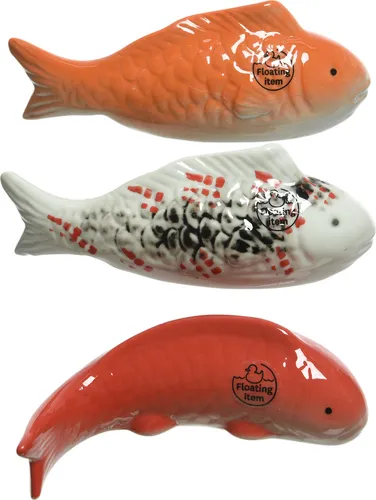 Dekofiguren Koi Fisch Porzellan 16cm Teichdeko schwimmend 1 Stück sort