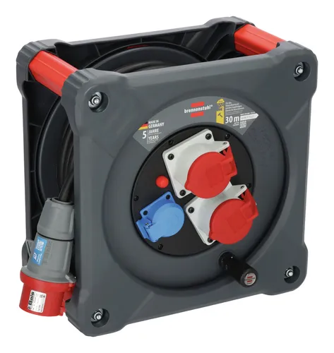 Brennenstuhl Professional Baustellen-Kabeltrommel KD 3200 C7 - Kabeltrommel mit 30m robustem Kabel, ideal für den Außeneinsatz auf Baustellen, spritzwassergeschützt und mit 3-poliger Sicherheitsabschaltung für maximale Sicherheit.