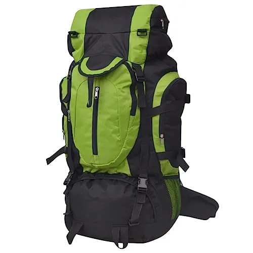 vidaXL Wanderrucksack XXL 75 L Schwarz und Grün - Rucksäcke für Abenteuer: Robuster, wasserabweisender Rucksack mit 75 Litern Fassungsvermögen, ideal für lange Reisen und Outdoor-Aktivitäten. Komfortable Polsterung und zahlreiche Taschen für optimale Organisation.