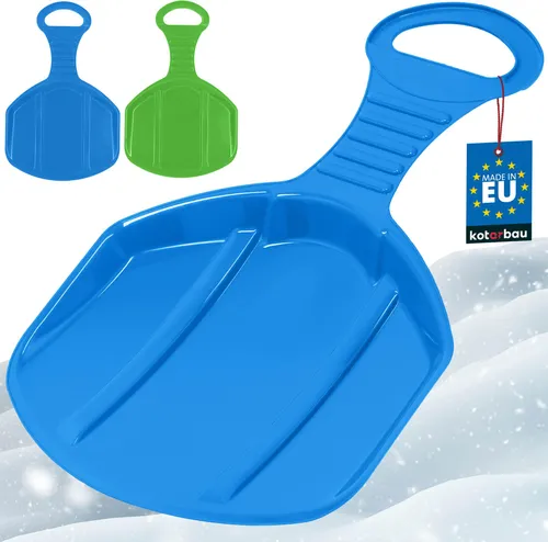 KOTARBAU® 2er Set Popo Rutscher Bob Schlitten für Kinder & Erwachsene Rutschteller mit Griff Kunststoff Porutscher Schnee Rutscher Leicht & Stabil Grün & Blau