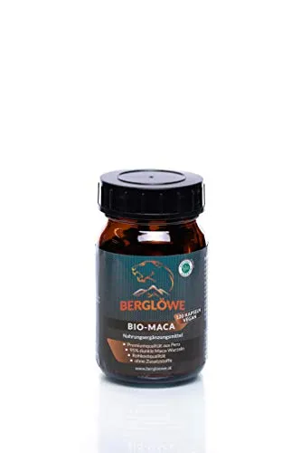 Bio Maca von BERGLÖWE: 120 Kapseln, Premiumqualität aus Peru, 95% dunkle Maca Wurzeln, 6:1 konzentriert, ohne Zusatzstoffe, biologisch, vegan, Rohkostqualität