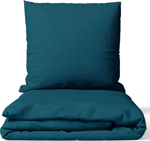 Leonado Vicenti Satin Bettwäsche 200x220 cm Petrol | 100% Baumwolle Damast | 4-Jahreszeiten Set mit Kissenbezug 80x80 cm | Premium Qualität | Weich & Hautfreundlich | Mit Reißverschluss