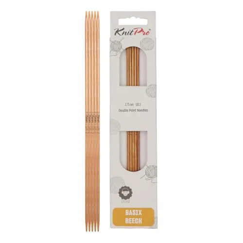 KnitPro Basix Birch Strumpfstricknadeln 5-Stücke, 20 cm Länge x 2.75 mm Stärke